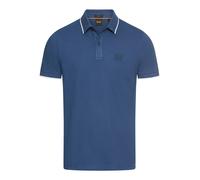 Poloshirt BOSS ORANGE "Passertip", Damen, Gr. L, blau (open blau466), Piqué, Obermaterial: 95% Baumwolle, 5% Elasthan, slim fit hüftbedeckend, V-Ausschnitt, eingesetzt Bündchen, Shirts Poloshirt, mit