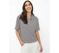 Poloshirt BRAX "Style CARA S", Damen, Gr. 38, schwarz-weiß (navy), 67% Viskose, 26% Polyester, 7% Elasthan, Shirts (63348107-38) navy