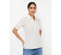 Poloshirt BRAX "Style CLEO", Damen, Gr. 46, weiß (sanftes weiß), 97% Baumwolle, 3% Elasthan, Kurzarm, Shirts (64546320-46) sanftes weiß