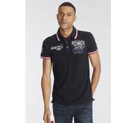 Poloshirt BRUNO BANANI, Herren, Gr. 3XL (64/66), schwarz, Piqué, Obermaterial: 95% Baumwolle, 5% Elasthan, bedruckt, bestickt, unifarben mit Farbeinsatz, körpernah, Bündchen, Shirts, Kurzarm, körperna