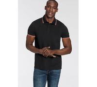 Poloshirt BRUNO BANANI, Herren, Gr. 4XL (67/68), schwarz, Piqué, Obermaterial: 95% Baumwolle, 5% Elasthan, unifarben, schmal, Bündchen, Shirts, Kurzarm, schmal geschnitten, Colourblocking-Optik (42702