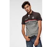 Poloshirt BRUNO BANANI, Herren, Gr. 4XL (68/70), grau (grau, anthrazit), Piqué, Obermaterial: 87% Baumwolle, 8% Viskose, 5% Elasthan, bedruckt, bestickt, körpernah, Bündchen, Shirts, Kurzarm, körperna