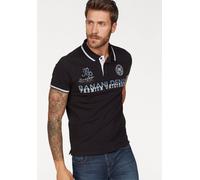 Poloshirt BRUNO BANANI, Herren, Gr. L (52/54), schwarz, Piqué, Obermaterial: 95% Baumwolle, 5% Elasthan, bedruckt, bestickt, körpernah, Bündchen, Shirts, Kurzarm, körpernahe Passform, Polokragen, aus