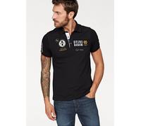 Poloshirt BRUNO BANANI, Herren, Gr. M (48/50), schwarz, Piqué, Obermaterial: 95% Baumwolle, 5% Elasthan, bestickt, körpernah, Rundhals, Bündchen, Shirts, Kurzarm, körpernahe Passform, unifarben, Polok