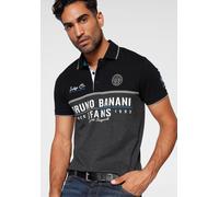 Poloshirt BRUNO BANANI, Herren, Gr. XXL (60/62), grau (anthrazit, schwarz), Piqué, Obermaterial: 75% Baumwolle, 20% Polyester, 5% Elasthan, bedruckt, bestickt, körpernah, Bündchen, Shirts, Kurzarm, kö