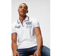 Poloshirt BRUNO BANANI, Herren, Gr. XXL (60/62), weiß, Piqué, Obermaterial: 95% Baumwolle, 5% Elasthan, bedruckt, bestickt, unifarben mit Farbeinsatz, körpernah, Bündchen, Shirts, Kurzarm, körpernahe 