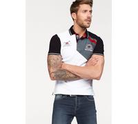 Poloshirt BRUNO BANANI, Herren, Gr. XXL (60/62), weiß, Piqué, Obermaterial: 95% Baumwolle, 5% Elasthan, bestickt, mehrfarbig, körpernah, Shirts, Kurzarm, körpernahe Passform, unifarben, mit Polokragen
