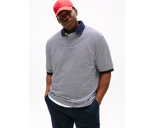 Poloshirt "BT -1985 REGULAR POLO -B", Herren, Gr. 5XL, blau (desert sky, weiß), Jersey, Obermaterial: 96% Baumwolle, 4% Elasthan, TOMMY HILFIGER BIG & TALL, gemustert, gestreift, mehrfarbig, regular f