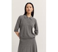 Poloshirt BUGATTI, Damen, Gr. XS, grau (250, grau), 40% Wolle, 30% Viskose, 20% Polyamid, 10% Kaschmir, unifarben, normal, Bündchen, Shirts, mit Reißverschluss & Hemdkragen (24909612-XS) 250, grau