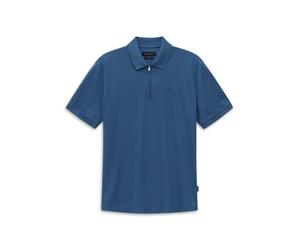 Poloshirt BUGATTI, Herren, Gr. L, 370, blau, 50% Baumwolle, 50% Polyester, unifarben, normal, ohne Ausschnitt, Shirts, mit kurzem Reißverschluss (21032426-L) 370, blau