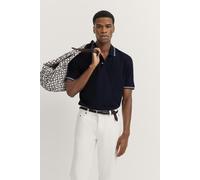 Poloshirt BUGATTI, Herren, Gr. XXL, blau (390, marine), 100% Baumwolle, unifarben, normal, ohne Ausschnitt, Rippbündchen, Shirts, mit Kontraststreifen und Bruststickerei (15014937-XXL) 390, marine