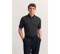 Poloshirt BUGATTI "Modern Fit", Herren, Gr. L, 390, marine, 52% Baumwolle, 44% Polyester, 4% Elasthan, Rautenmuster, normal, ohne Ausschnitt, Rippbündchen, Shirts, mit Rauten-Muster (71878117-L) 390,