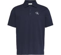 Poloshirt CALVIN KLEIN JEANS "EASY MONOLOGO CASUAL PIQUE", Herren, Gr. L, schwarz sapphire, Web, Obermaterial: 100% Baumwolle, unifarben, regular fit normal, Rundhals, eingesetzt gerader Abschluss, Sh