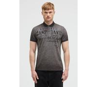 Camp David Herren Poloshirt Oil Dyed mit Used Prints Black, XXXL