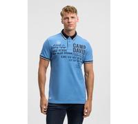 Poloshirt CAMP DAVID, Herren, Gr. L, electric sky, Piqué, Material: 100% Baumwolle, bedruckt, bestickt, regular fit normal, hoch geschlossener Ausschnitt, eingesetzt Bündchen, Shirts, mit Seitenschlit