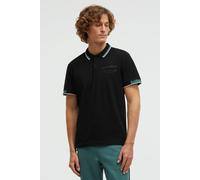 Poloshirt CAMP DAVID, Herren, Gr. L, schwarz, Piqué, Material: 95% Baumwolle, 5% Elasthan, bedruckt, figurbetont normal, hoch geschlossener Ausschnitt, eingesetzt Rippbündchen, Shirts, mit Baumwolle (