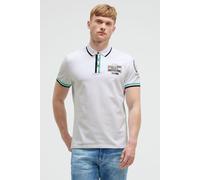 Poloshirt CAMP DAVID, Herren, Gr. L, weiß, Piqué, Material: 95% Baumwolle, 5% Elasthan, bedruckt, bestickt, regular fit normal, hoch geschlossener Ausschnitt, eingesetzt Bündchen, Shirts, mit Kontrast
