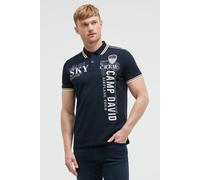 Poloshirt CAMP DAVID, Herren, Gr. S, blau, Piqué, Material: 100% Baumwolle, bedruckt, bestickt, regular fit normal, hoch geschlossener Ausschnitt, eingesetzt Bündchen, Shirts, mit Seitenschlitze (9030