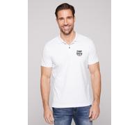 Poloshirt CAMP DAVID, Herren, Gr. XL, weiß, Piqué, Material: 95% Baumwolle, 5% Elasthan, bedruckt, regular fit normal, hoch geschlossener Ausschnitt, eingesetzt Rippbündchen, Shirts, mit Elasthan-Ante