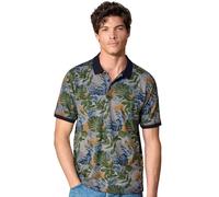 Poloshirt CASAMODA "CASAMODA Polo-Shirt Print", Herren, Gr. L, blau, 100% Baumwolle, Shirts (62908133-L) blau