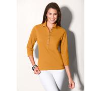 Poloshirt CASUAL LOOKS "Poloshirt", Damen, Gr. 36, gelb (maisgelb), 50% Baumwolle, 50% Modal, unifarben, ohne Ausschnitt, Shirts (573480-36) maisgelb