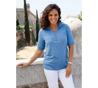 Poloshirt CASUAL LOOKS "Poloshirt", Damen, Gr. 44, blau (mittelblau), 50% Baumwolle, 50% Modal, unifarben, Shirts (70565861-44) mittelblau