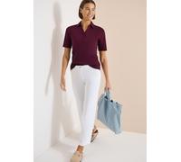 Poloshirt CECIL, Damen, Gr. 3XL, sweet grape rot, Web, 100% Baumwolle, unifarben, comfort fit normal, hoch geschlossener Ausschnitt, abgesteppt, Shirts, aus reiner Baumwolle (40465660-XXXL) sweet grap