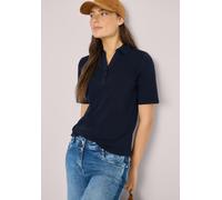 Poloshirt CECIL, Damen, Gr. 3XL, universal blau, Web, 100% Baumwolle, unifarben, comfort fit normal, hoch geschlossener Ausschnitt, abgesteppt, Shirts, aus reiner Baumwolle (36397148-XXXL) universal b