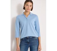 Poloshirt CECIL, Damen, Gr. L (42), blau (easy blau), Web;Stoff;Piqué, 48% Baumwolle, 48% Modal, 4% Elasthan, unifarben, comfort fit normal, hoch geschlossener Ausschnitt, normaler Saum, Shirts, mit 3