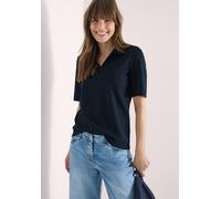 Poloshirt CECIL, Damen, Gr. L (42), blau (universal blau), Web, 100% Baumwolle, unifarben, comfort fit normal, hoch geschlossener Ausschnitt, abgesteppt, Shirts, in Unifarbe (79288744-L) universal bla