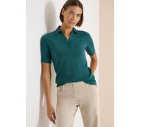 Poloshirt CECIL, Damen, Gr. L (42), jungle grün, Web, 100% Baumwolle, unifarben, comfort fit normal, hoch geschlossener Ausschnitt, abgesteppt, Shirts, aus reiner Baumwolle (87635909-L) jungle grün