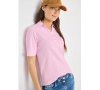 Poloshirt CECIL, Damen, Gr. L (42), light blush rose, Web, 100% Baumwolle, unifarben, comfort fit normal, hoch geschlossener Ausschnitt, abgesteppt, Shirts, aus reiner Baumwolle (43666749-L) light blu