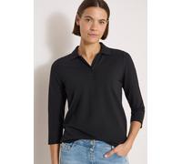 Poloshirt CECIL, Damen, Gr. L (42), schwarz, Web;Stoff;Piqué, 48% Baumwolle, 48% Modal, 4% Elasthan, unifarben, comfort fit normal, hoch geschlossener Ausschnitt, normaler Saum, Shirts, mit 3/4 Ärmeln