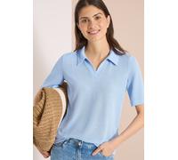 Poloshirt CECIL, Damen, Gr. M (40), fresh water blau, Jersey, Obermaterial: 60% Viskose, 40% Polyester, unifarben, normal hüftbedeckend, V-Ausschnitt, abgesteppte Kante, Shirts, Strick-Look Shirt in U