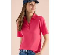 Poloshirt CECIL, Damen, Gr. M (40), pink (geranium rot), Web, 100% Baumwolle, unifarben, comfort fit normal, hoch geschlossener Ausschnitt, abgesteppt, Shirts, aus reiner Baumwolle (18518759-M) gerani