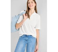 Poloshirt CECIL, Damen, Gr. S (38), vanilleweiß, Piqué, Obermaterial: 48% Baumwolle, 48% Modal, 4% Elasthan, unifarben mit Farbeinsatz, normal hüftbedeckend, V-Ausschnitt, Shirts, mit Kontrast-Streife