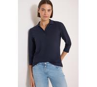 Poloshirt CECIL, Damen, Gr. XL (44), blau (urban dunkelblau), Web;Stoff;Piqué, 48% Baumwolle, 48% Modal, 4% Elasthan, unifarben, comfort fit normal, hoch geschlossener Ausschnitt, normaler Saum, Shirt