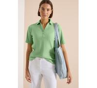 Poloshirt CECIL, Damen, Gr. XL (44), grün (juicy lime), Web, 100% Baumwolle, unifarben, comfort fit normal, hoch geschlossener Ausschnitt, abgesteppt, Shirts, aus reiner Baumwolle (63589220-XL) juicy