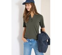 Poloshirt CECIL, Damen, Gr. XL (44), khaki, Web, 100% Baumwolle, unifarben, comfort fit normal, hoch geschlossener Ausschnitt, abgesteppt, Shirts, aus reiner Baumwolle (56594104-XL) khaki