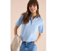 Poloshirt CECIL, Damen, Gr. XL (44), light sky blau, Web, 100% Baumwolle, unifarben, comfort fit normal, hoch geschlossener Ausschnitt, abgesteppt, Shirts, aus reiner Baumwolle (76338250-XL) light sky