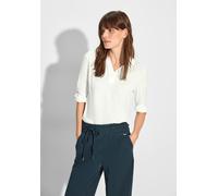 Poloshirt CECIL, Damen, Gr. XL (44), weiß (vanilleweiß), Stoff, 95% Viskose, 5% Elasthan, unifarben, normal normal, hoch geschlossener Ausschnitt, Bündchen, Shirts, mit 3/4 Ärmeln (36831220-XL) vanill