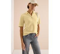 Poloshirt CECIL, Damen, Gr. XXL (46), gelb (buttermilk gelb), Web, 100% Baumwolle, unifarben, comfort fit normal, hoch geschlossener Ausschnitt, abgesteppt, Shirts, aus reiner Baumwolle (91971735-XXL)