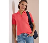 Poloshirt CECIL, Damen, Gr. XXL (46), rosa (shiny coral), Web, 100% Baumwolle, unifarben, comfort fit normal, hoch geschlossener Ausschnitt, abgesteppt, Shirts, aus reiner Baumwolle (23229741-XXL) shi