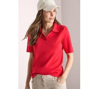 Poloshirt CECIL, Damen, Gr. XXL (46), glazed apple rot, Web, 100% Baumwolle, unifarben, comfort fit normal, hoch geschlossener Ausschnitt, abgesteppt, Shirts, in Unifarbe (28759535-XXL) glazed apple r