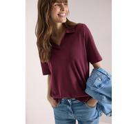 Poloshirt CECIL, Damen, Gr. XXL (46), sweet grape rot, Jersey, Obermaterial: 100% Baumwolle, unifarben, regular fit normal, ohne Ausschnitt, Shirts, mit seitlichen Schlitzen im Saum (27184245-XXL) swe