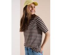 Poloshirt CECIL, Damen, Gr. XXL (46), urban taupe, Web, 48% Baumwolle, 48% Modal, 4% Elasthan, gestreift, comfort fit normal, hoch geschlossener Ausschnitt, normaler Saum, Shirts, im Streifen-Design (