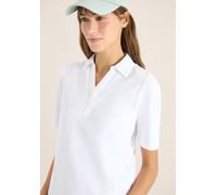 Poloshirt CECIL, Damen, Gr. XXL (46), weiß, Web, 100% Baumwolle, unifarben, comfort fit normal, hoch geschlossener Ausschnitt, abgesteppt, Shirts, aus reiner Baumwolle (48103900-XXL) weiß