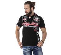 Poloshirt CIPO & BAXX, Herren, Gr. 4XL, schwarz, Single Jersey, Obermaterial: 95% Baumwolle, 5% Elasthan, bedruckt, slim fit hüftlang, Rundhals, Shirts (99870101-4XL) schwarz