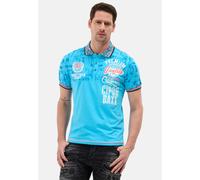 Poloshirt CIPO & BAXX, Herren, Gr. L, blau (turquoise), Jersey, Obermaterial: 95% Baumwolle, 5% Elasthan, bedruckt, unifarben, regular fit normal, Rundhals, Shirts (67408949-L) turquoise