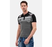 Poloshirt CIPO & BAXX, Herren, Gr. L, grau (anthrazit), Jersey, Obermaterial: 95% Baumwolle, 5% Elasthan, bedruckt, mehrfarbig, regular fit normal, Rundhals, Bündchen, Shirts (32010410-L) anthrazit